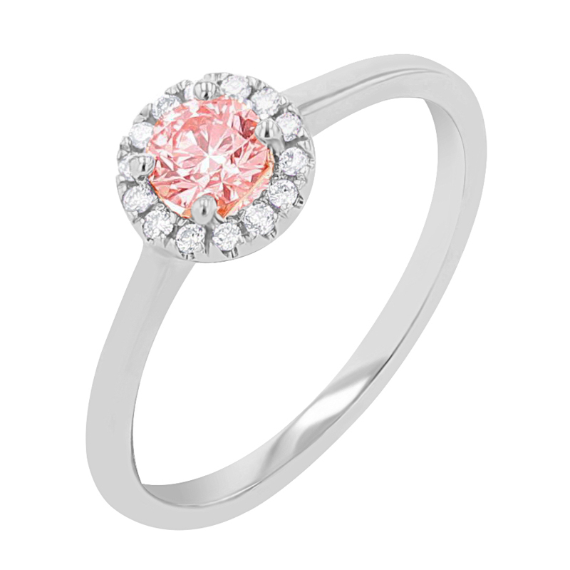 Halo prsten s certifikovaným fancy pink lab-grown diamantem Cassidy 113796