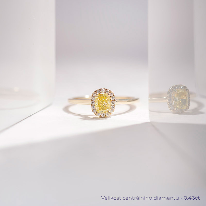 Zásnubní prsten s certifikovaným fancy yellow lab-grown diamantem Eduta 114206