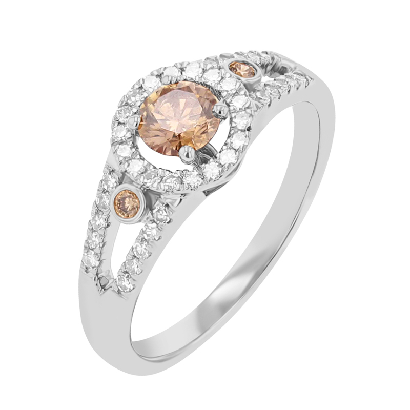 Diamantový prsten z růžového zlata Lis 114366