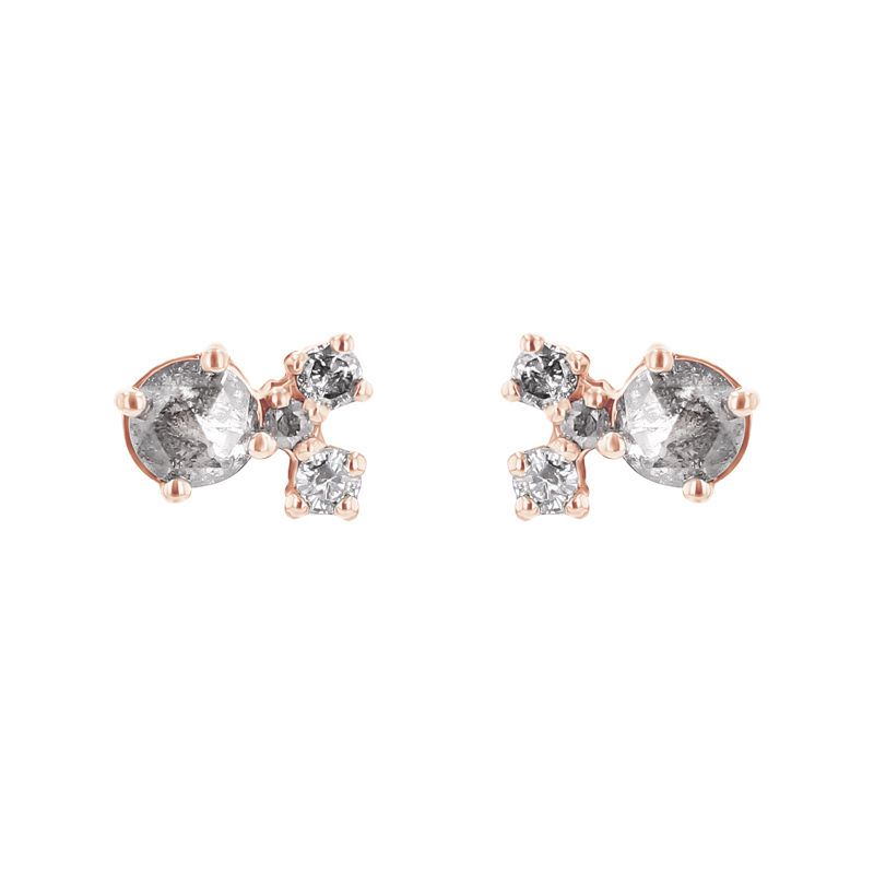 Stříbrné cluster náušnice se salt and pepper diamanty Kerrie 116136
