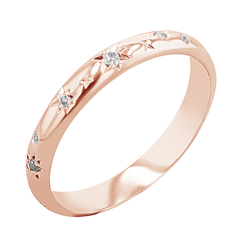 Snubní prsteny s ruční rytinou hvězd a diamanty Elia 116486