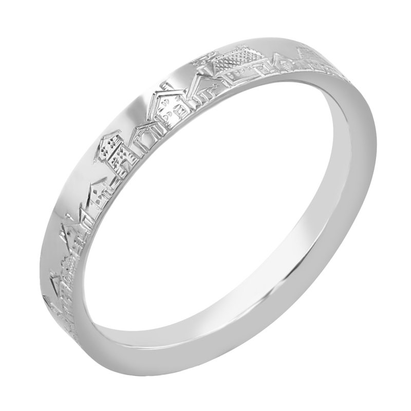 Snubní prsteny s ruční rytinou města Bevan 116966