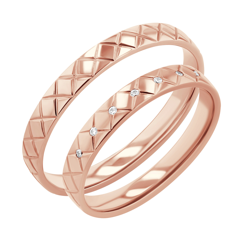 Atypické zlaté snubní prsteny s diamanty Myron