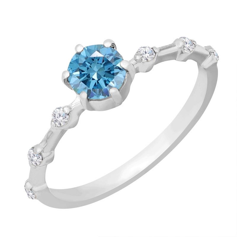 Prsten s certifikovaným fancy blue lab-grown diamantem a lab-grown diamanty Imelda 118316