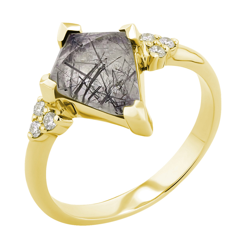Jedinečný prsten s rutilovým křišťálem Kettil 119056