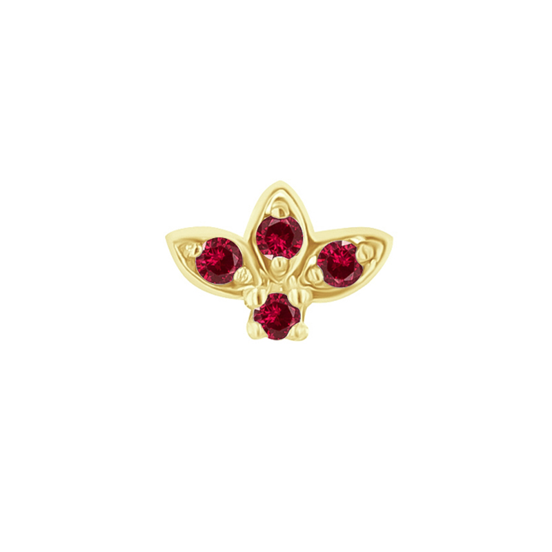 Zlatá piercing náušnice s rubíny Amina