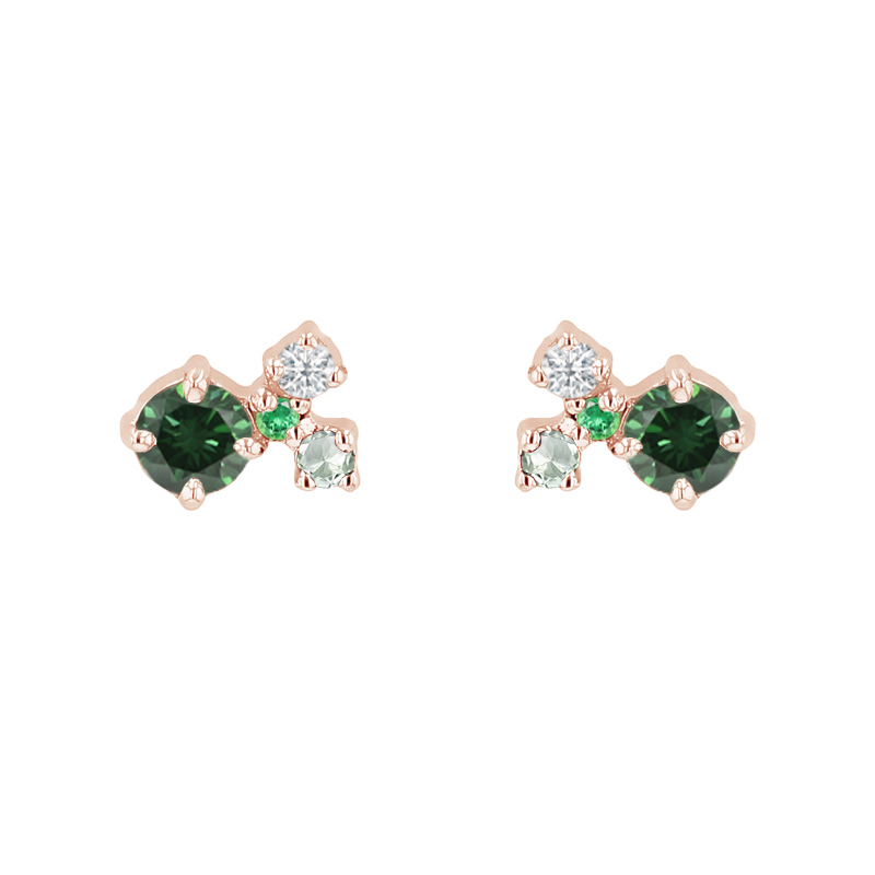 Zelené cluster náušnice se zelenými diamanty a drahokamy Kerrie 124686