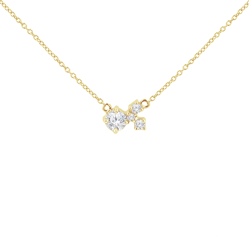Stříbrný cluster náhrdelník s moissanitem a lab-grown diamanty Millie