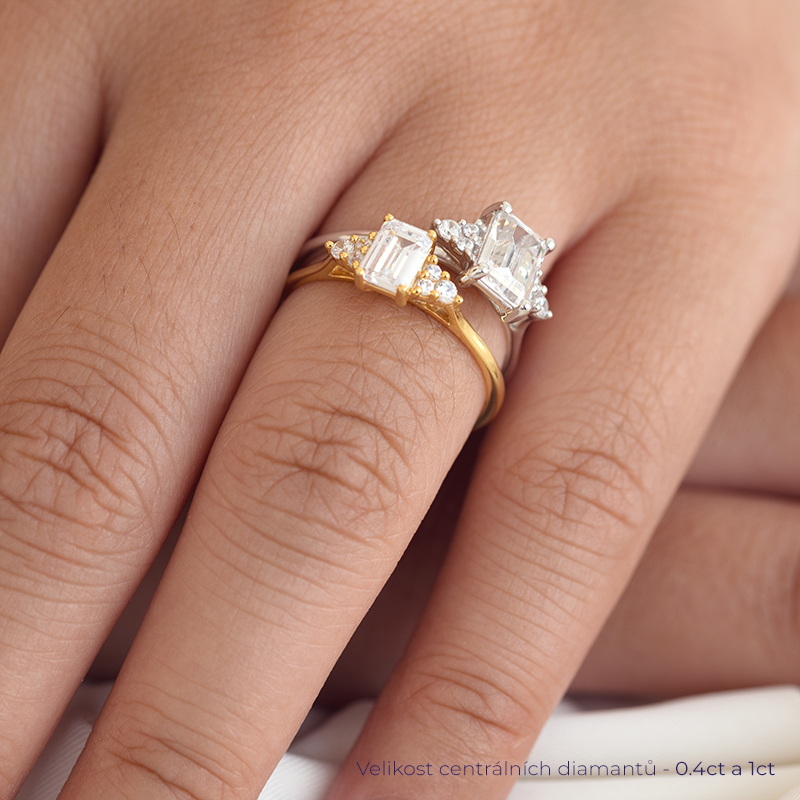 Zásnubní prsten s emerald diamantem Miha 126256