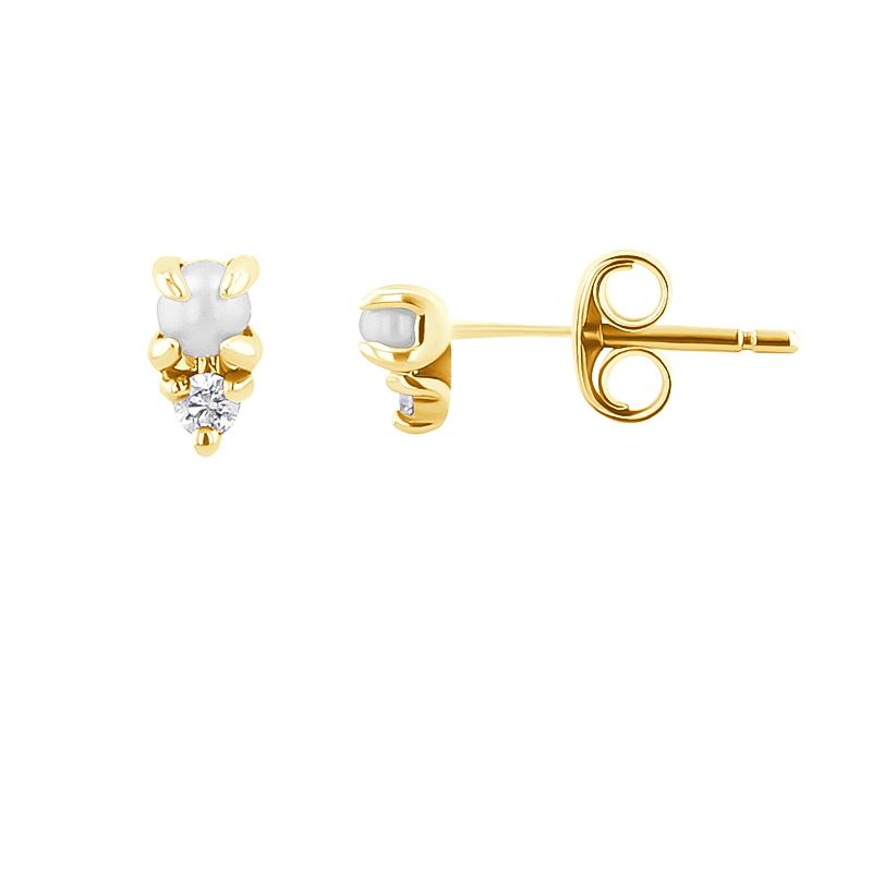 Zlaté náušnice s perlami a lab-grown diamanty Clarice 126606