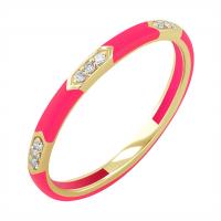 Růžový keramický prsten s diamanty Nola