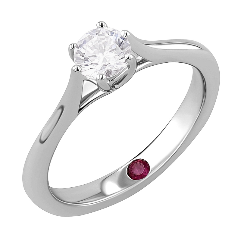 Zásnubní prsten s lab-grown diamantem a rubínem Nelia