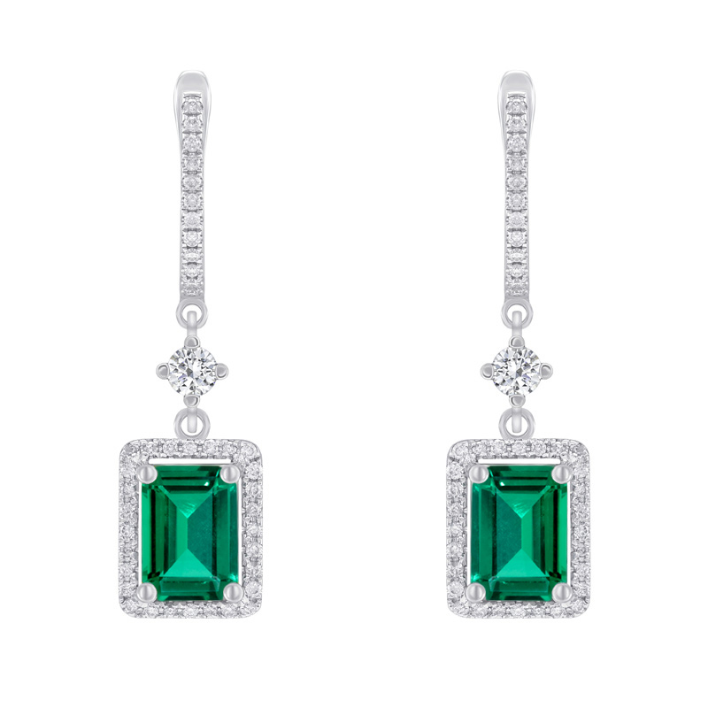 Smaragdové náušnice s lab-grown diamanty Livia