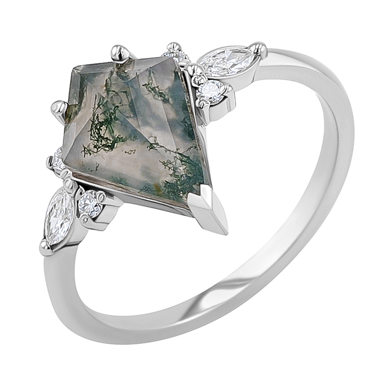 Okouzlující prsten s mechovým achátem Isabela 135066