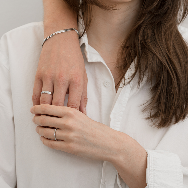 Dámský eternity prsten s moissanity a pánský komfortní prsten Adva 135536