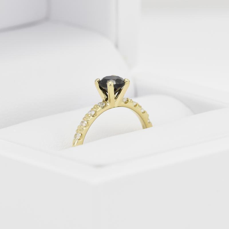 Zlatý zásnubní prsten s černým diamantem 15356