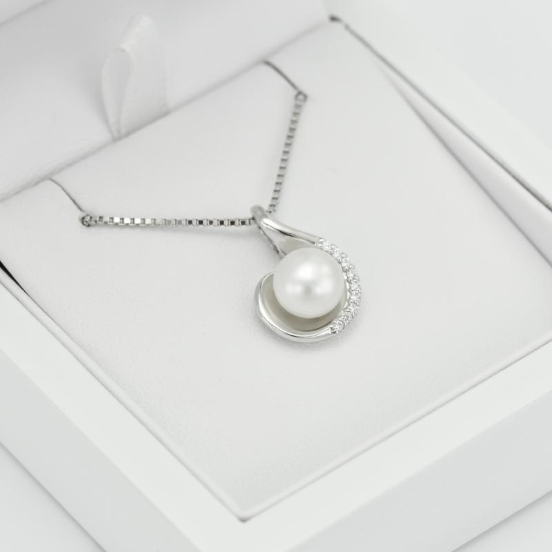 Náhrdelník s bílou perlou 15616