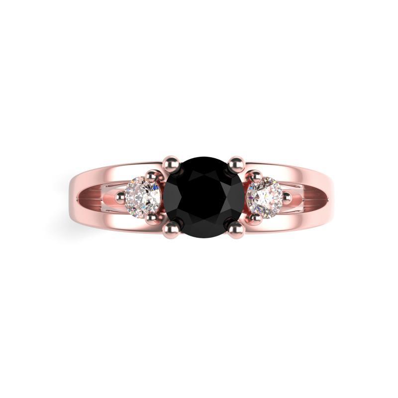 Zlatý prsten z růžového zlata s černým diamantem