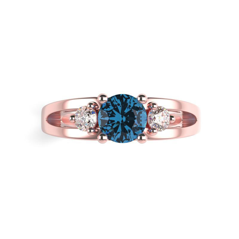 Modrý diamant v zlatém prsteni 16706