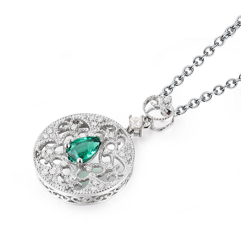 Zlatý náhrdelník se smaragdem a diamanty Dolive 17826