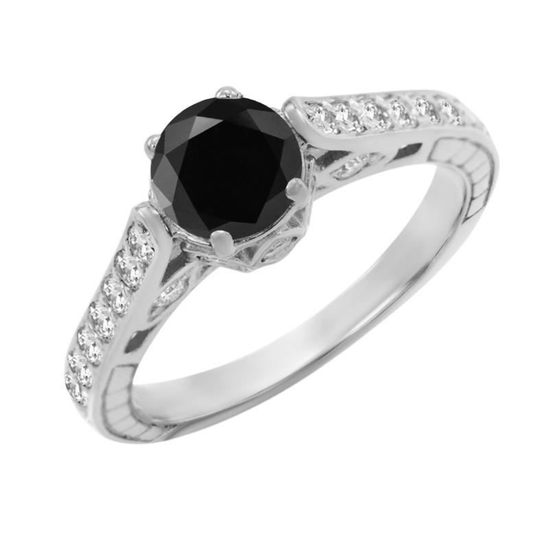 Zlatý zásnubní prsten ve vintage stylu s černým diamantem Volans
