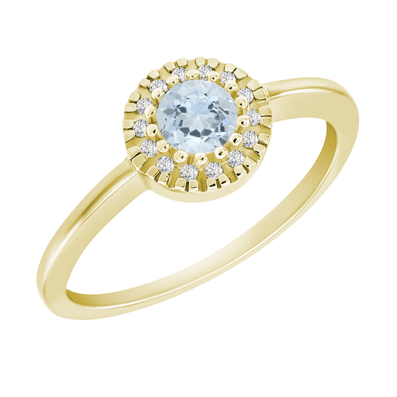 Zlatý zásnubní prsten s akvamarínem