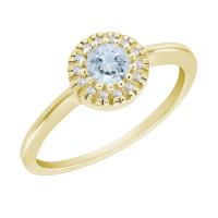 Zlatý zásnubní prsten s akvamarínem Tafen
