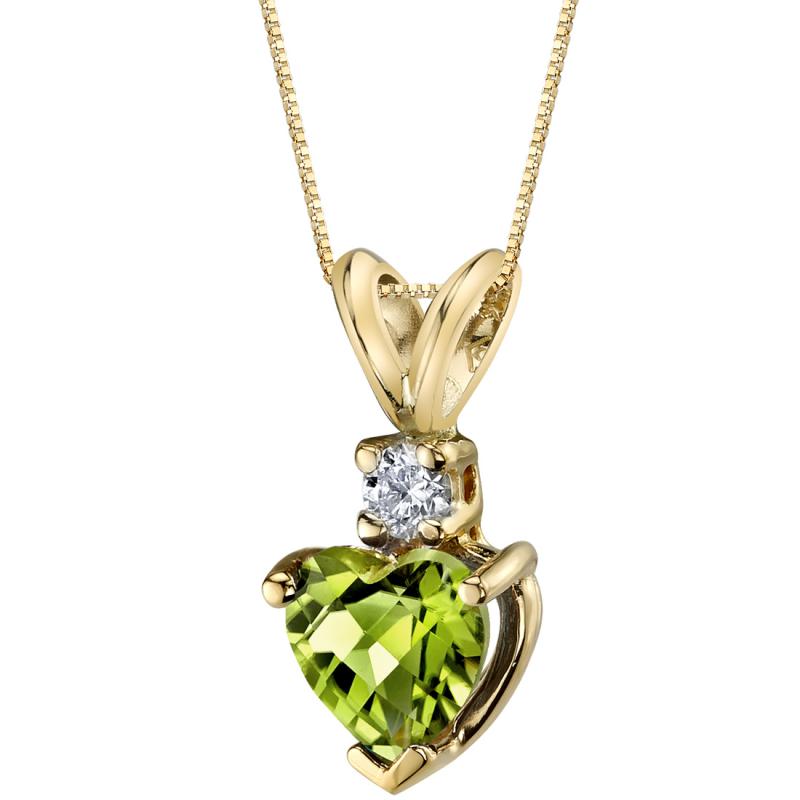 Olivínové srdce ve zlatém náhrdelníku s diamantem Bere