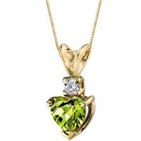 Olivínové srdce ve zlatém náhrdelníku s diamantem Dorevie