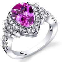 Stříbrný prsten s růžovým safírem a zirkony Bulia