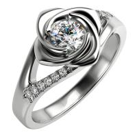 Platinový zásnubní prsten ve tvaru růže s diamanty Zara