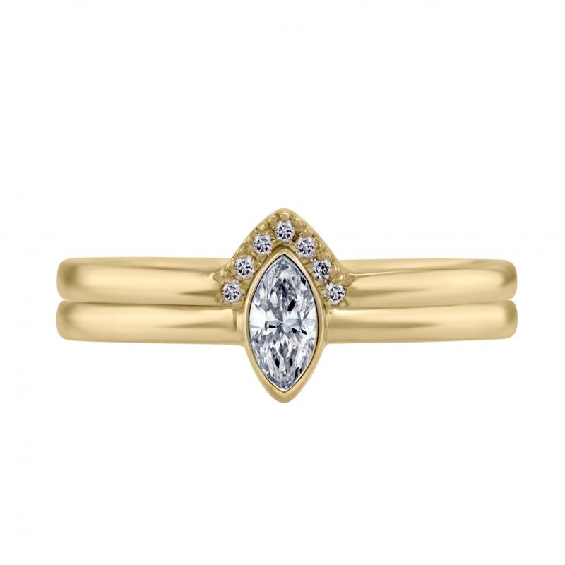 Zlatý zásnubní set prstenů s marquise diamantem Eliwa 26286