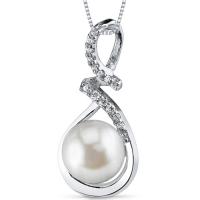 Stříbrný přívěsek s perlou a zirkony Sandria