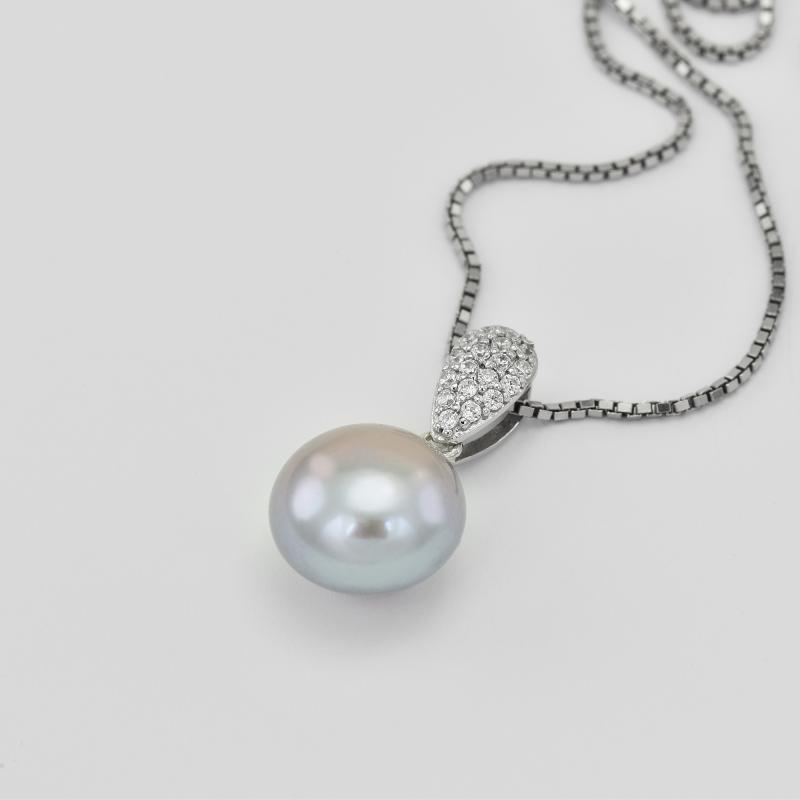 Náhrdelník s šedou perlou