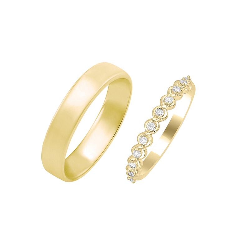 Dámský diamantový vintage prsten a pánský komfortní prsten Eduta 29846