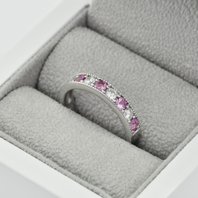 Stříbrný prsten s růžovými safíry 31426