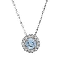 Halo náhrdelník s akvamarínem a diamanty Vicky