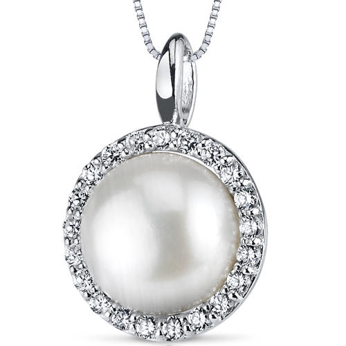 Perlový náhrdelník se zirkony stříbrný