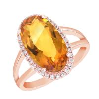 Půvabný zlatý prsten s 5ct citrínem a diamanty Aiofe