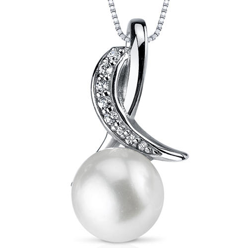 Perlový náhrdelník se zirkony stříbrný 4186