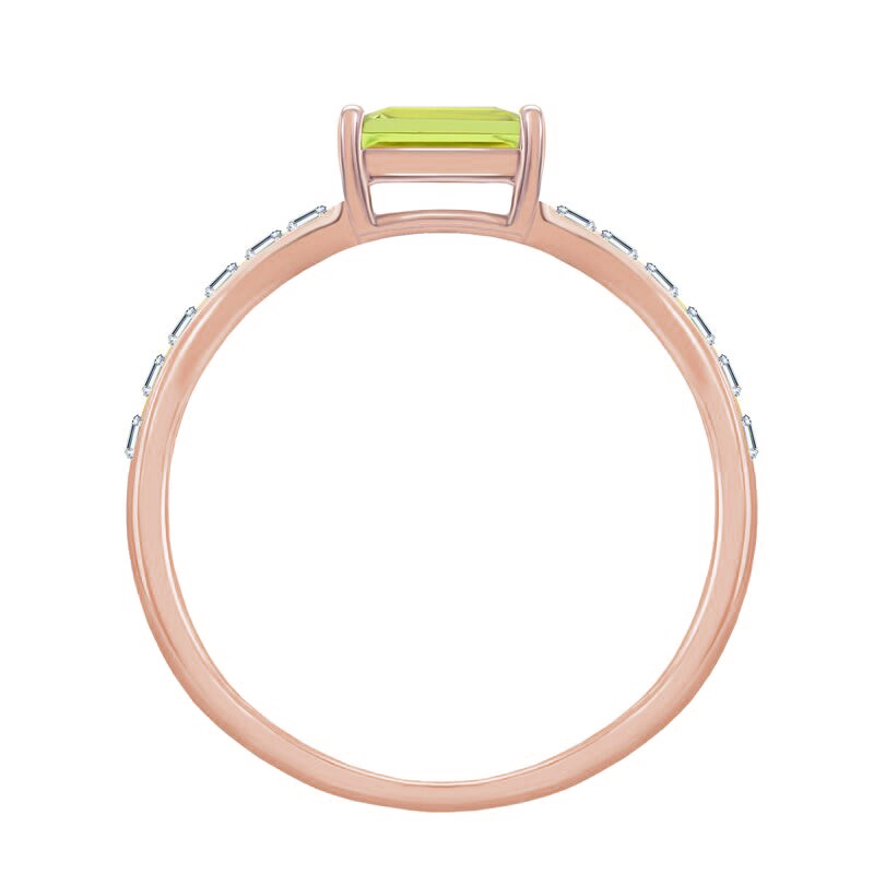 Zásnubní prsten s olivínem z růžového zlata