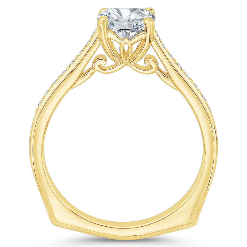 Prsten s postranními diamanty ze zlata 48076