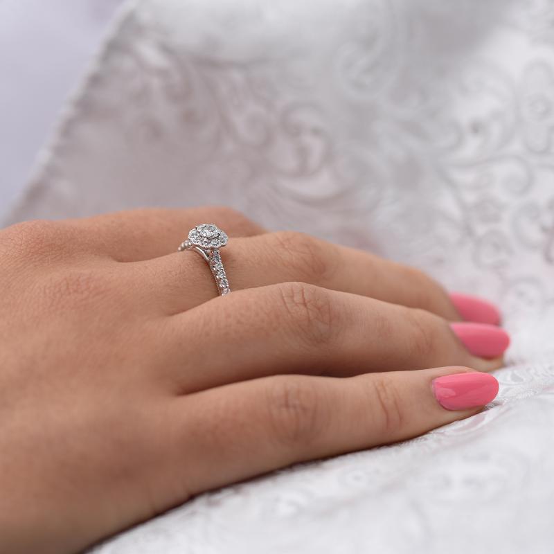 Halo zásnubní prsten s květem 48336