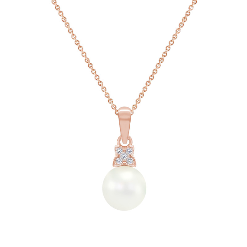 Zlatý perlový náhrdelník s diamanty 48416