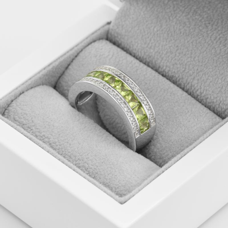 Eternity prsten s olivíny a zirkony ze stříbra 49796