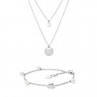 Perlová kolekce s dvojitým náhrdelníkem, náramkem a zirkony Casse