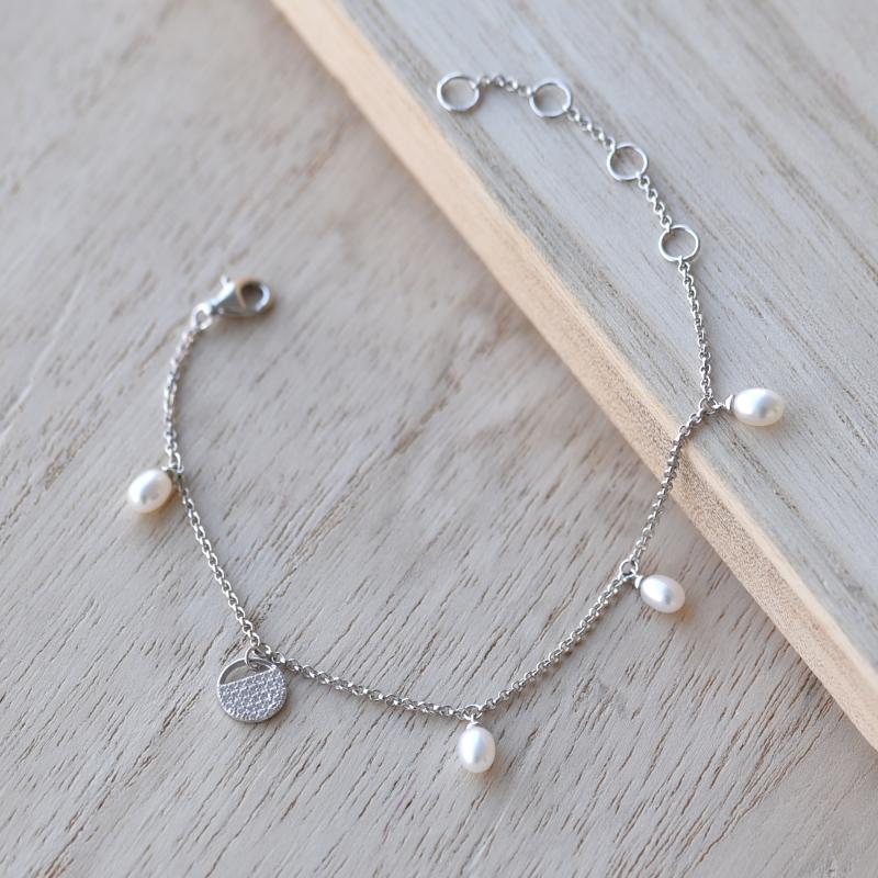 Romantický náramek s perlami a zirkony 51916