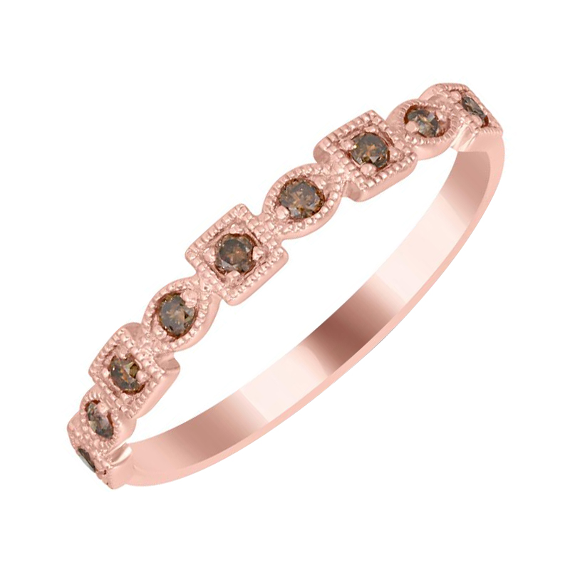 Eternity prsten z růžového zlata s champagne diamanty