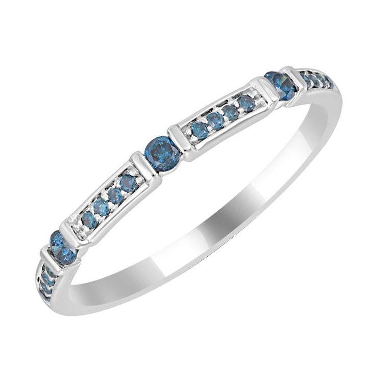 Eternity prsten z bílého zlata s modrými diamanty