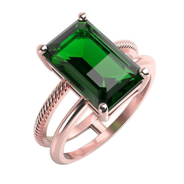 Zlatý prsten s emerald diopsidem Sachas